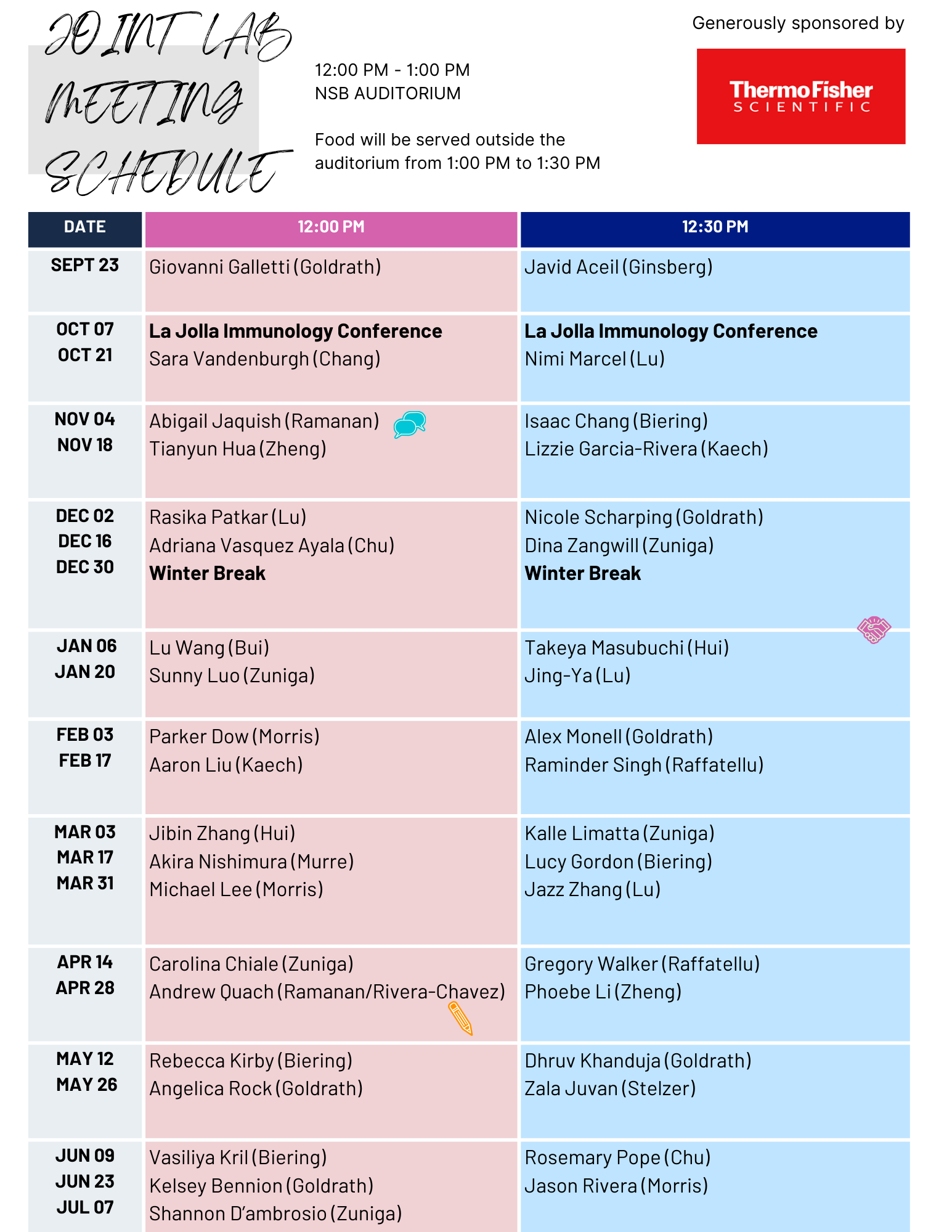 Updated JLM Schedule